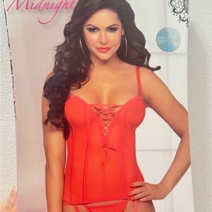 Women's Red Lace-Up Intimate Set